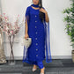 Blue - Floor Length Sleeves - Chiffon Outfit - T