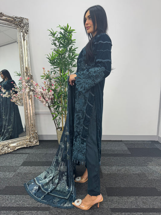 Maria B Luxury Velvet - Teal