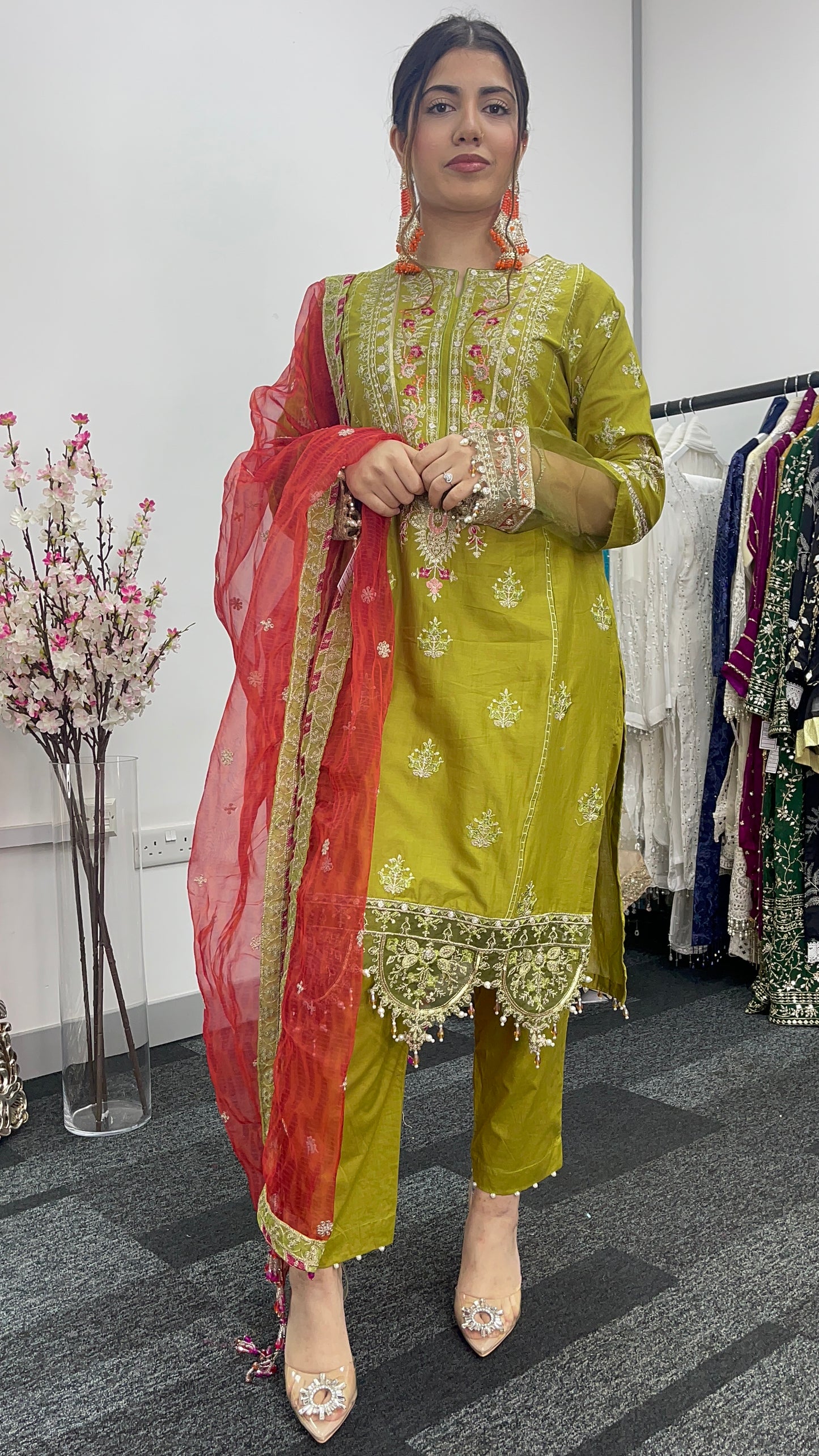 Shola _ Maria B inspired - Green & Orange -