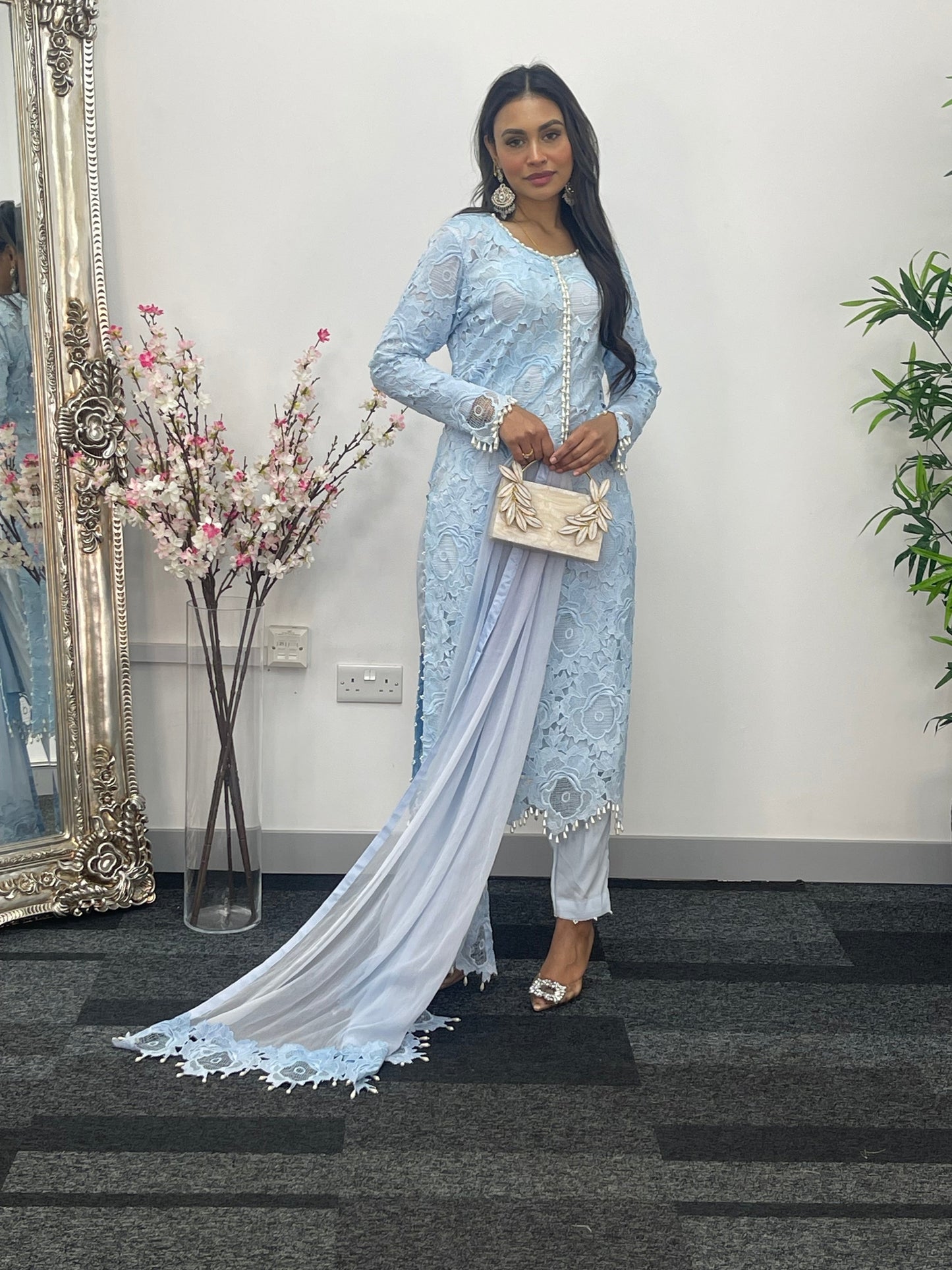 Lacy Crochet - diya - Blue - dia