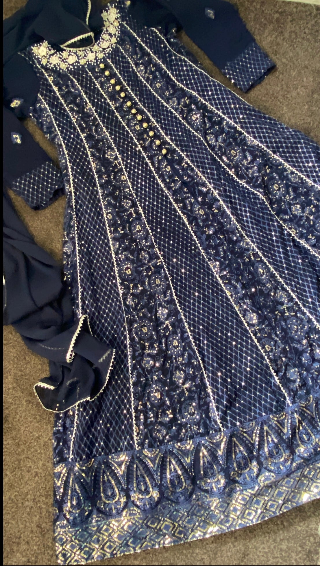 Navy Blue - Chikankaari Maxi - Long Dress