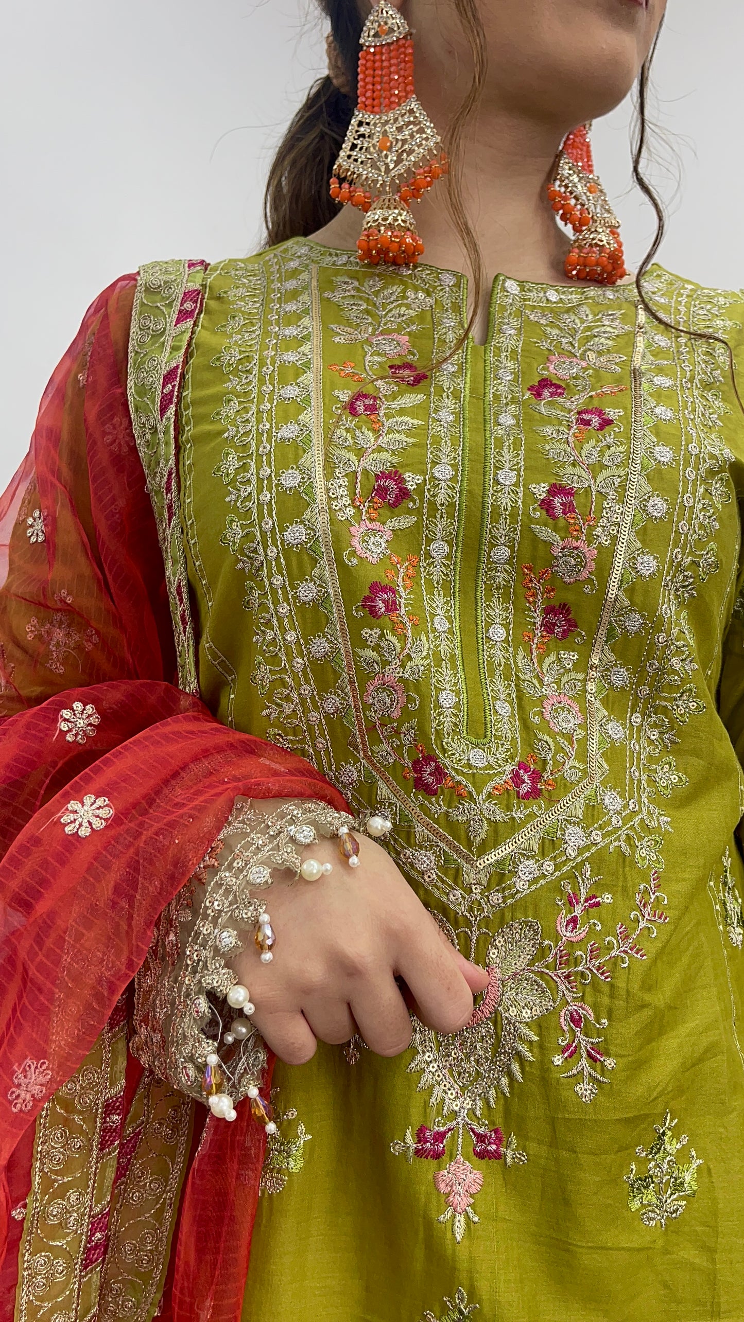 Shola _ Maria B inspired - Green & Orange -