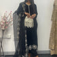 Chand Tara - Black Velvet with Organza dupatta