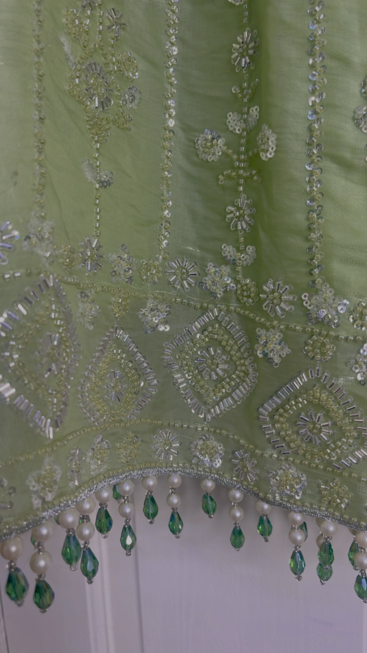 Ronaq- Korean Silk Cut Dana - Party Wear - Mint Green