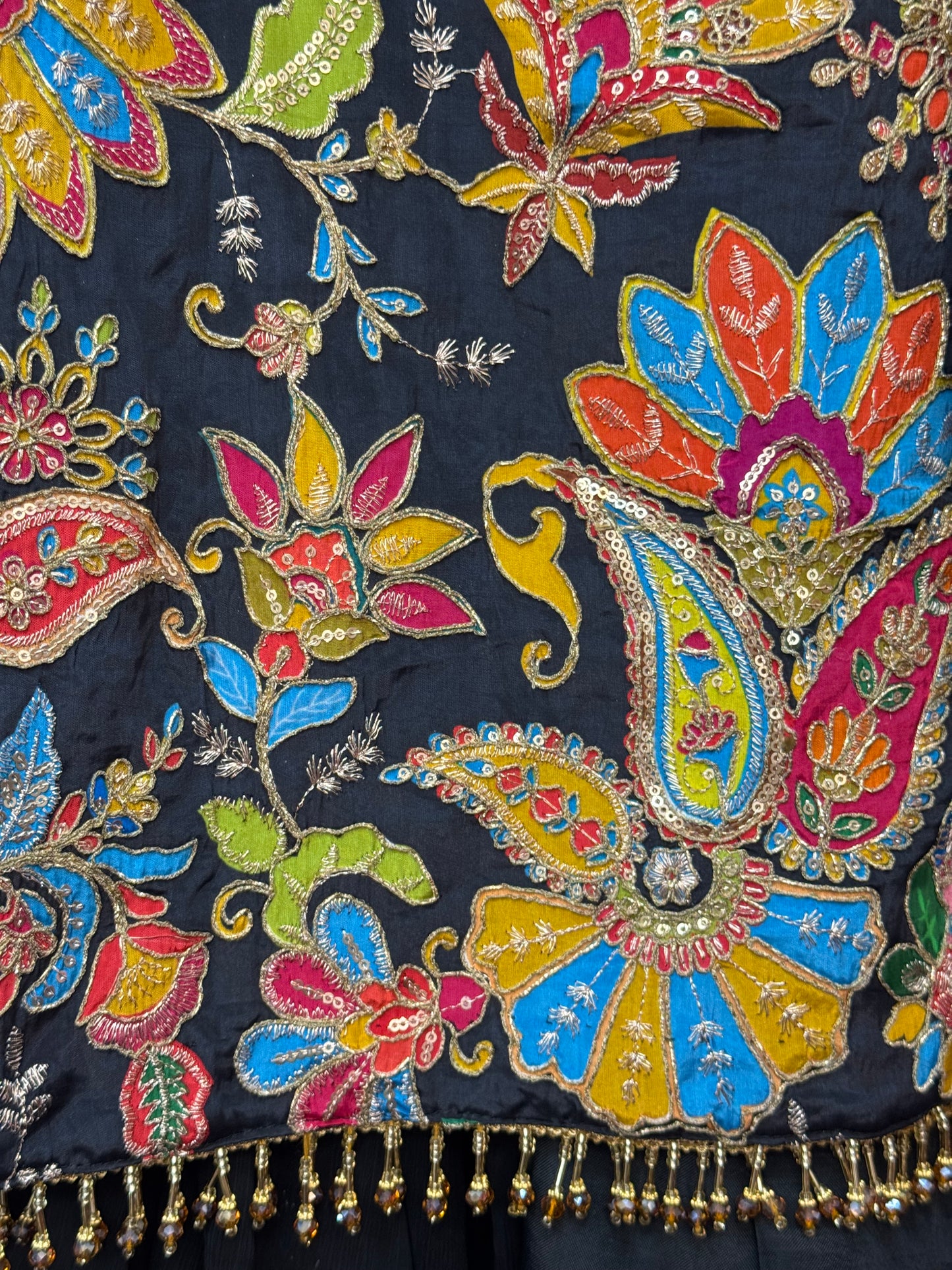 Phoolwari - Armani Silk - Black
