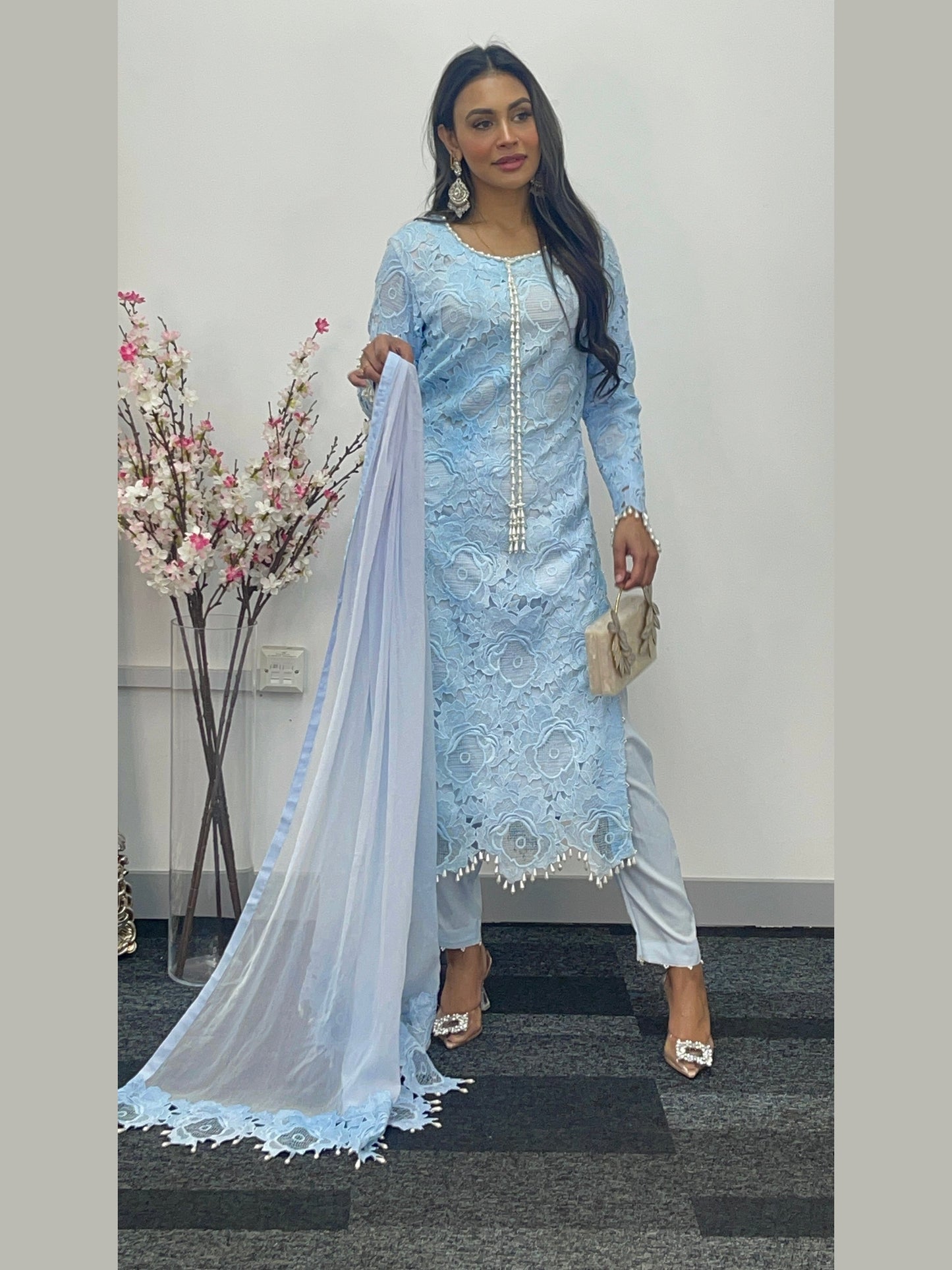 Lacy Crochet - diya - Blue - dia