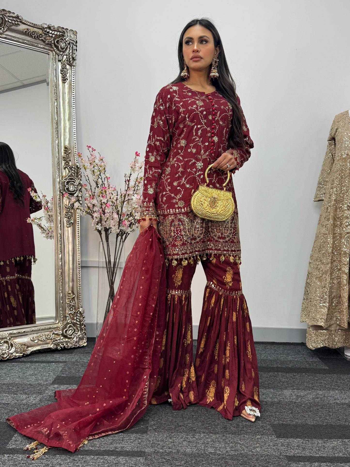 “Dulhan” Maria B Inspired - Maroon Garara - R