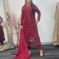 Tara - Korean Silk Cut Dana - Party Wear - CutWork - Maroon - taara