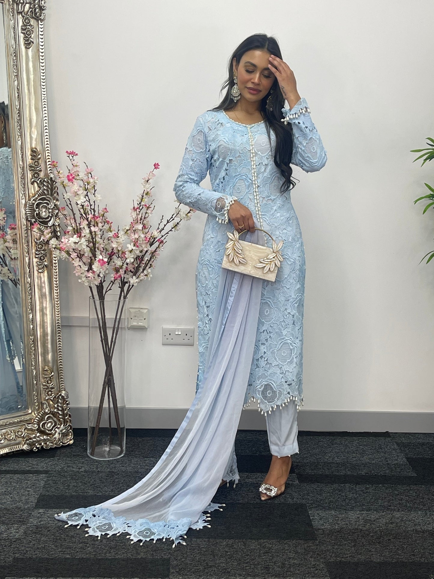 Lacy Crochet - diya - Blue - dia