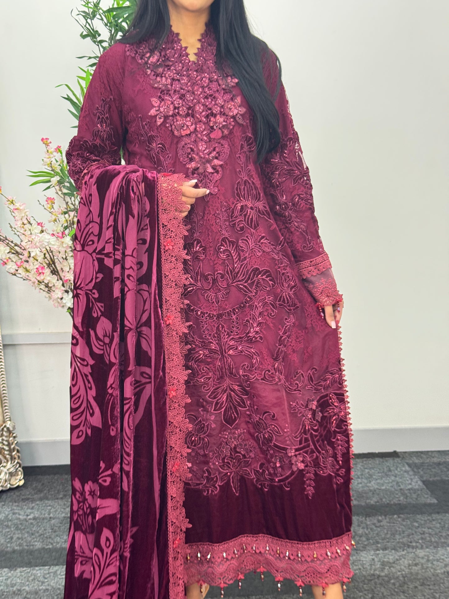 Maria B Luxury Velvet - Maroon