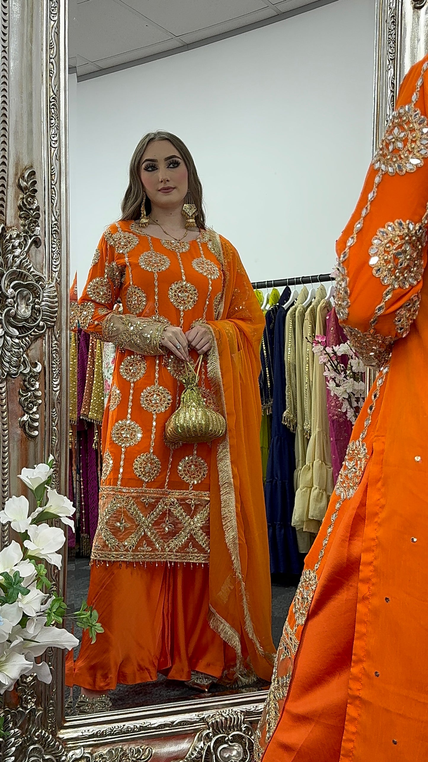 Kiran - Sheesha Sharara - Orange - Mehndi outfit - Party wear- AF