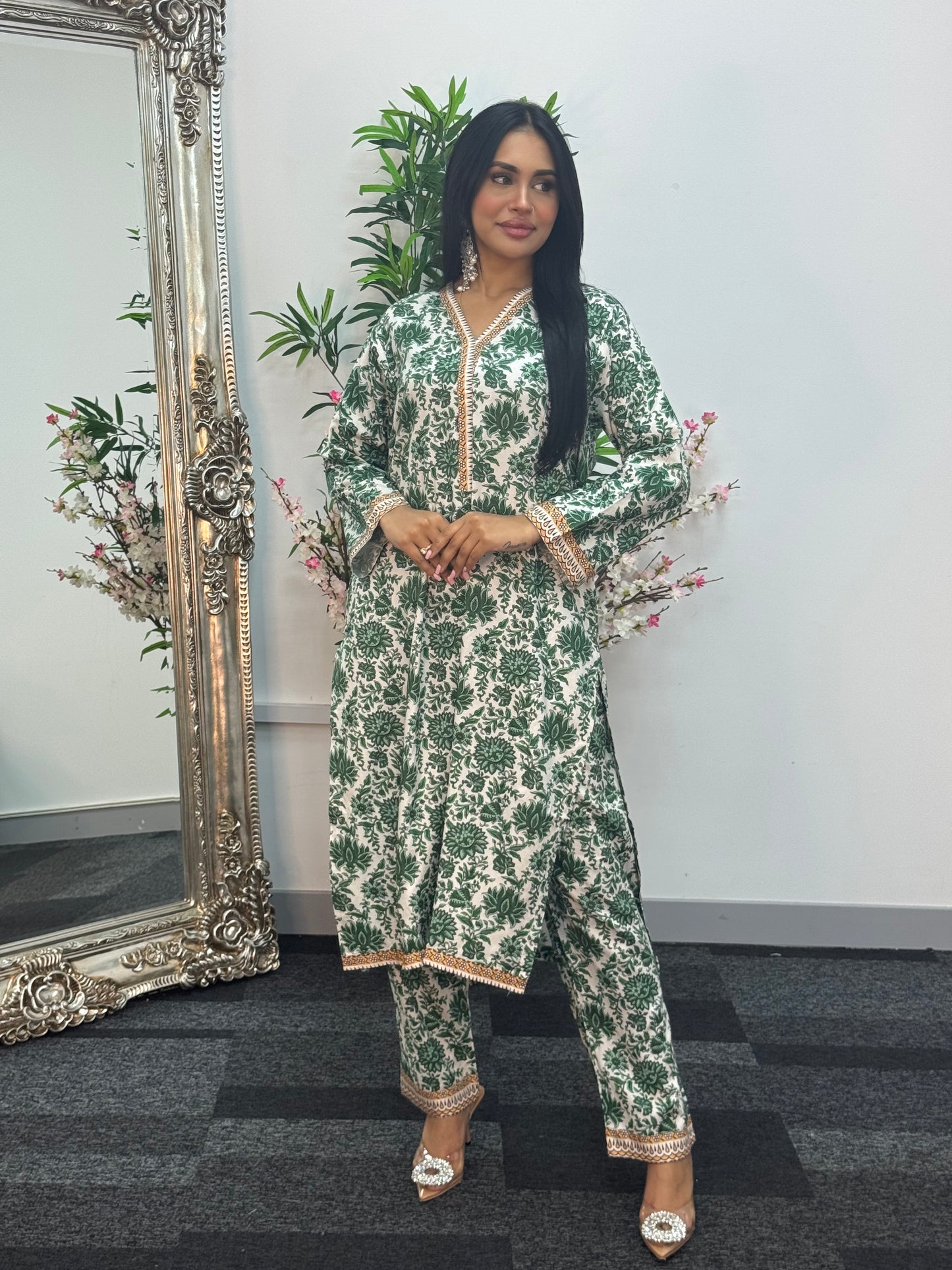 Daily Wear - 2 PC Printed Linen - Green