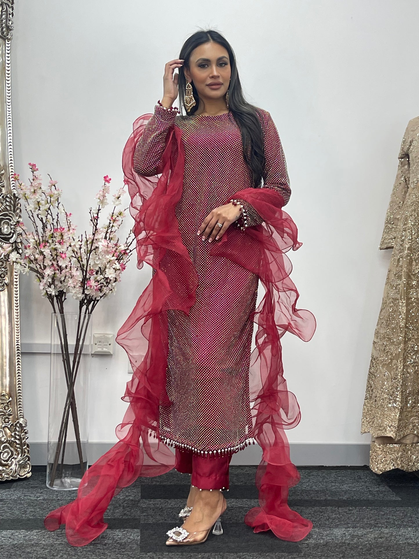 Fish Net  - Maroon - Red - F