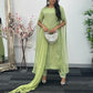 Green - Floor Length Sleeves - Chiffon Outfit - T