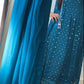 Teal Blue Chikankaari Maxi - Long Dress
