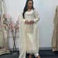 Ronaq- Korean Silk Cut Dana - Party Wear - White - Ivory -