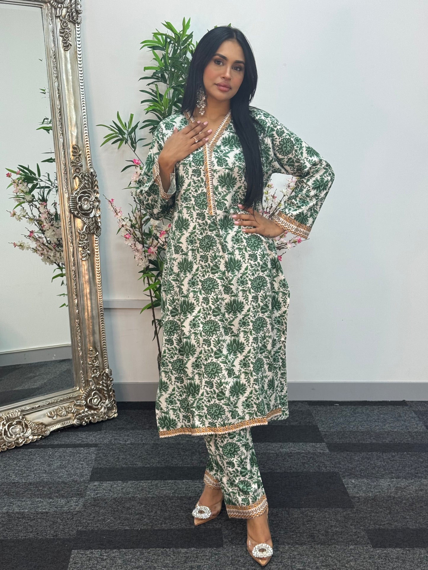 Daily Wear - 2 PC Printed Linen - Green
