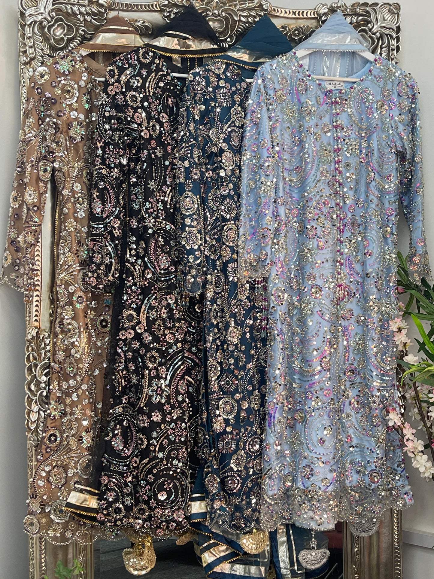 pakistani traditional dress | Cutdana Net - Brown