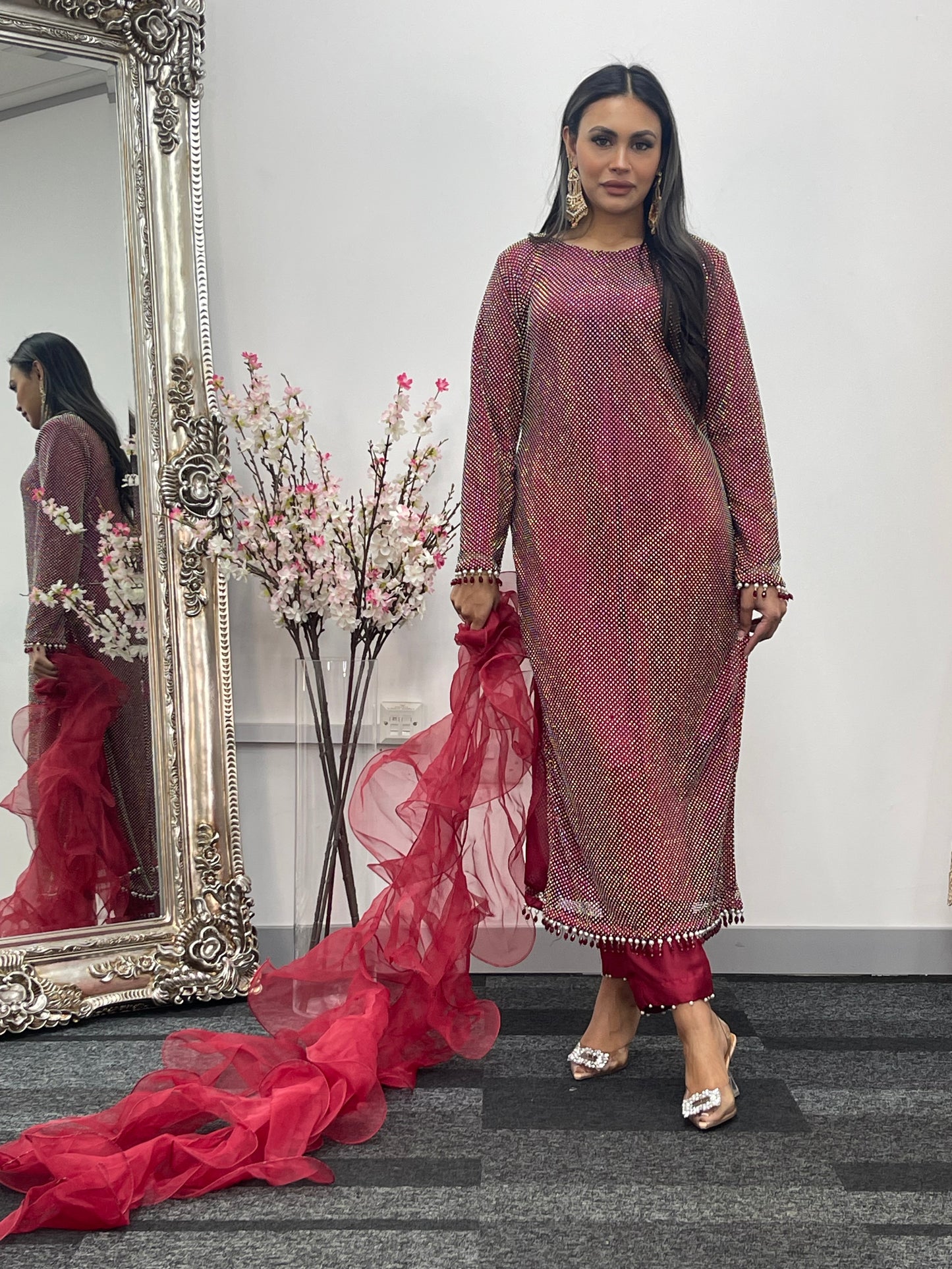 Fish Net  - Maroon - Red - F