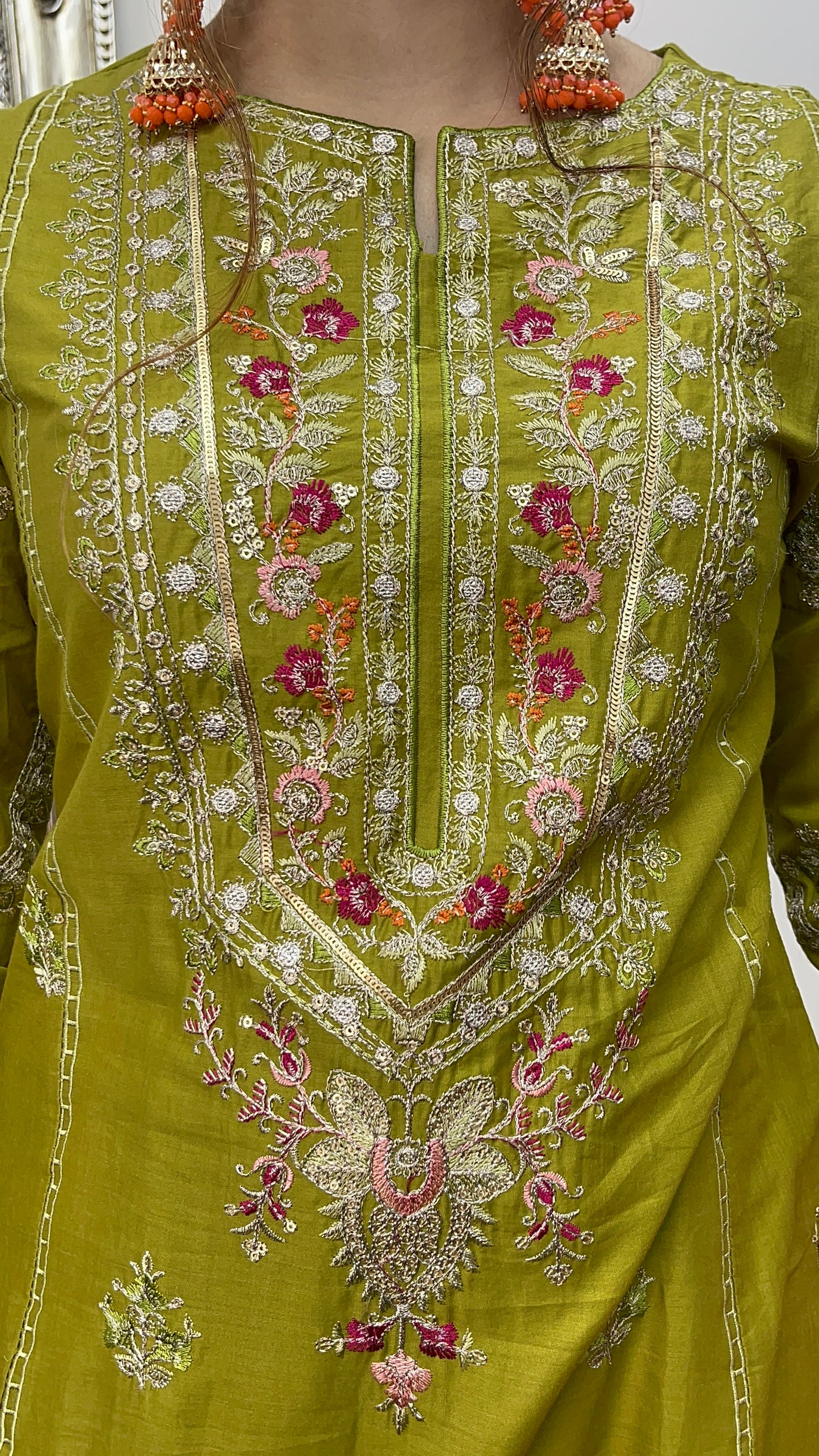 Shola _ Maria B inspired - Green & Orange -