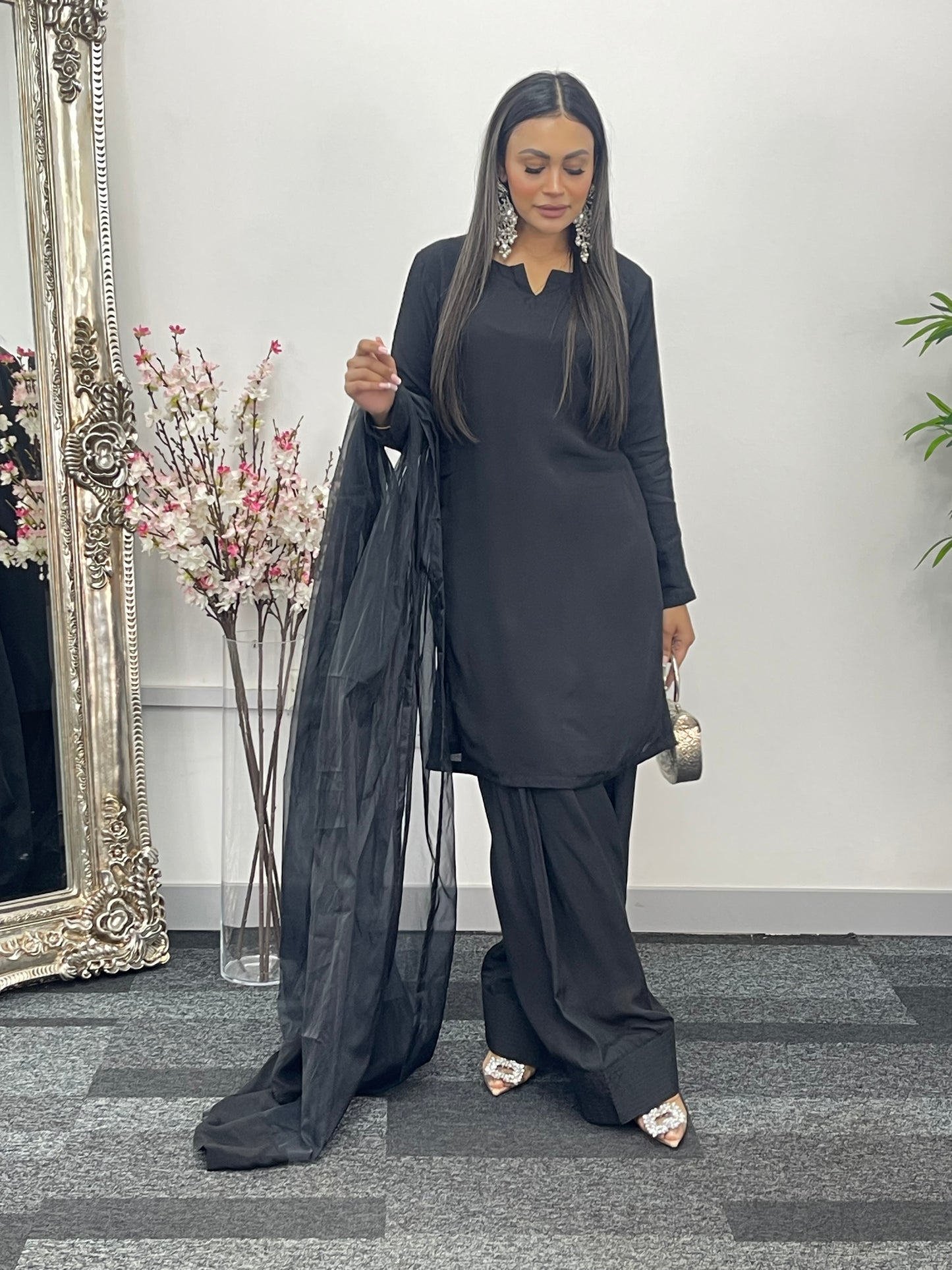 Saba - Farshi Shalwar - black -P