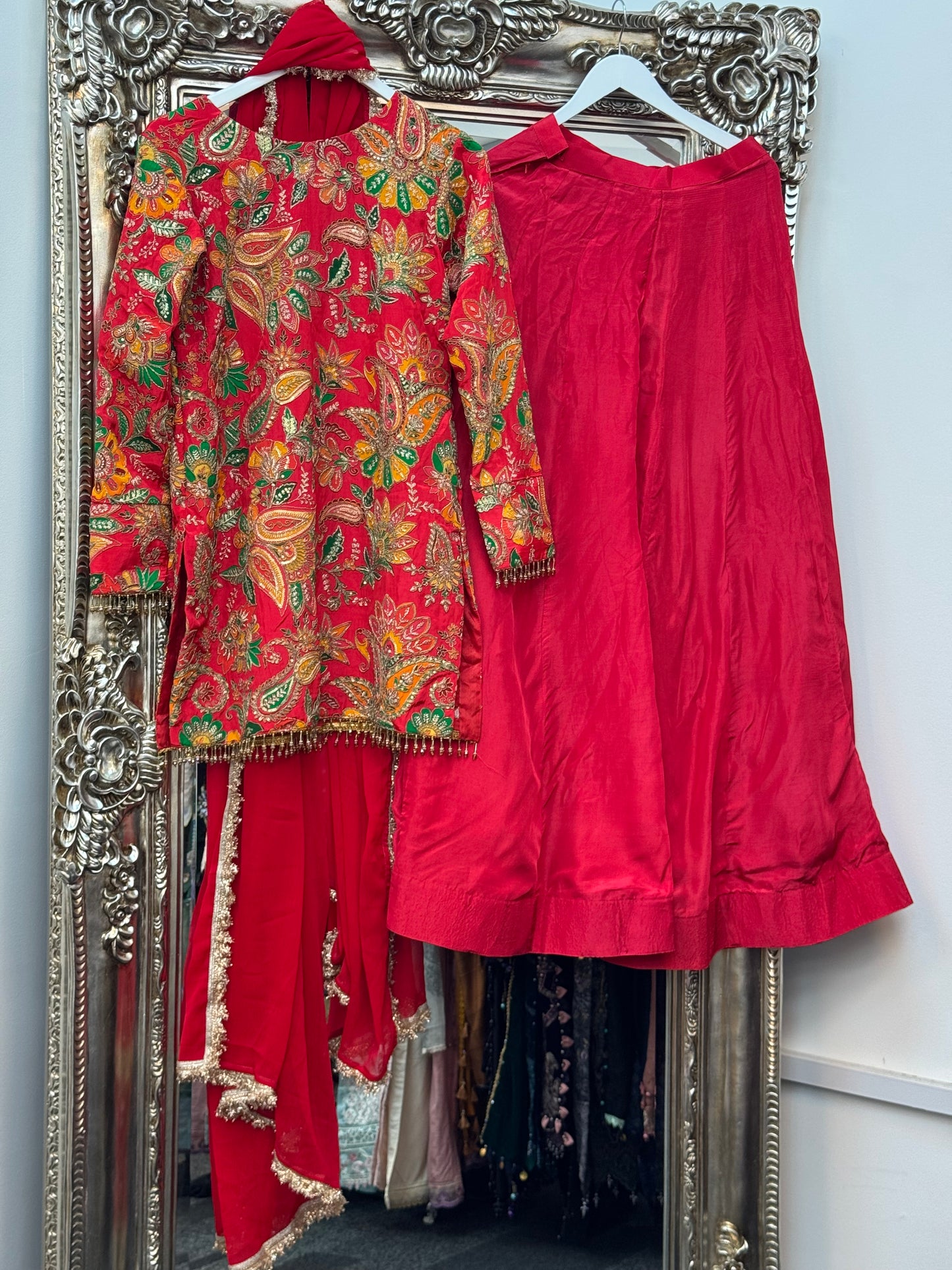 Phoolwari - Armani Silk - Red