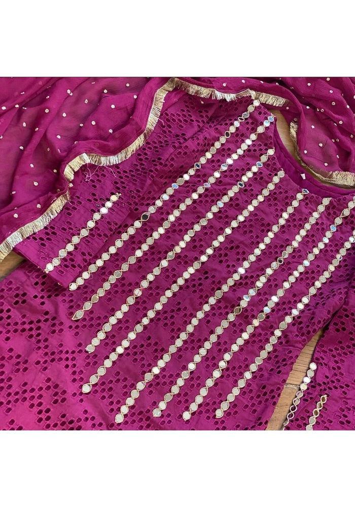 Magenta Crush - Chikankaari Mirror -