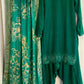 Mannat - Farshi Shalwar - Green - Hand painted Dupatta