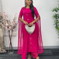 Hot Pink - Floor Length Sleeves - Chiffon Outfit - T