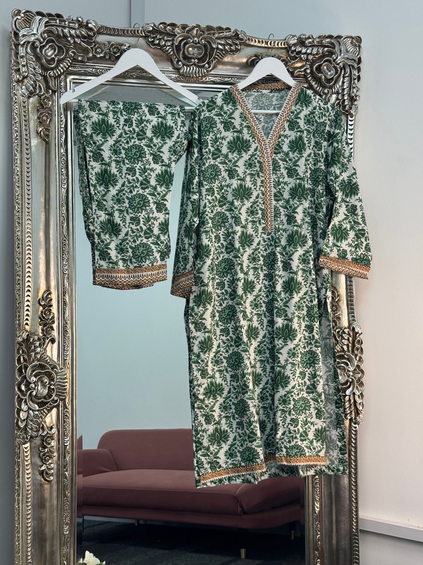 Daily Wear - 2 PC Printed Linen - Green