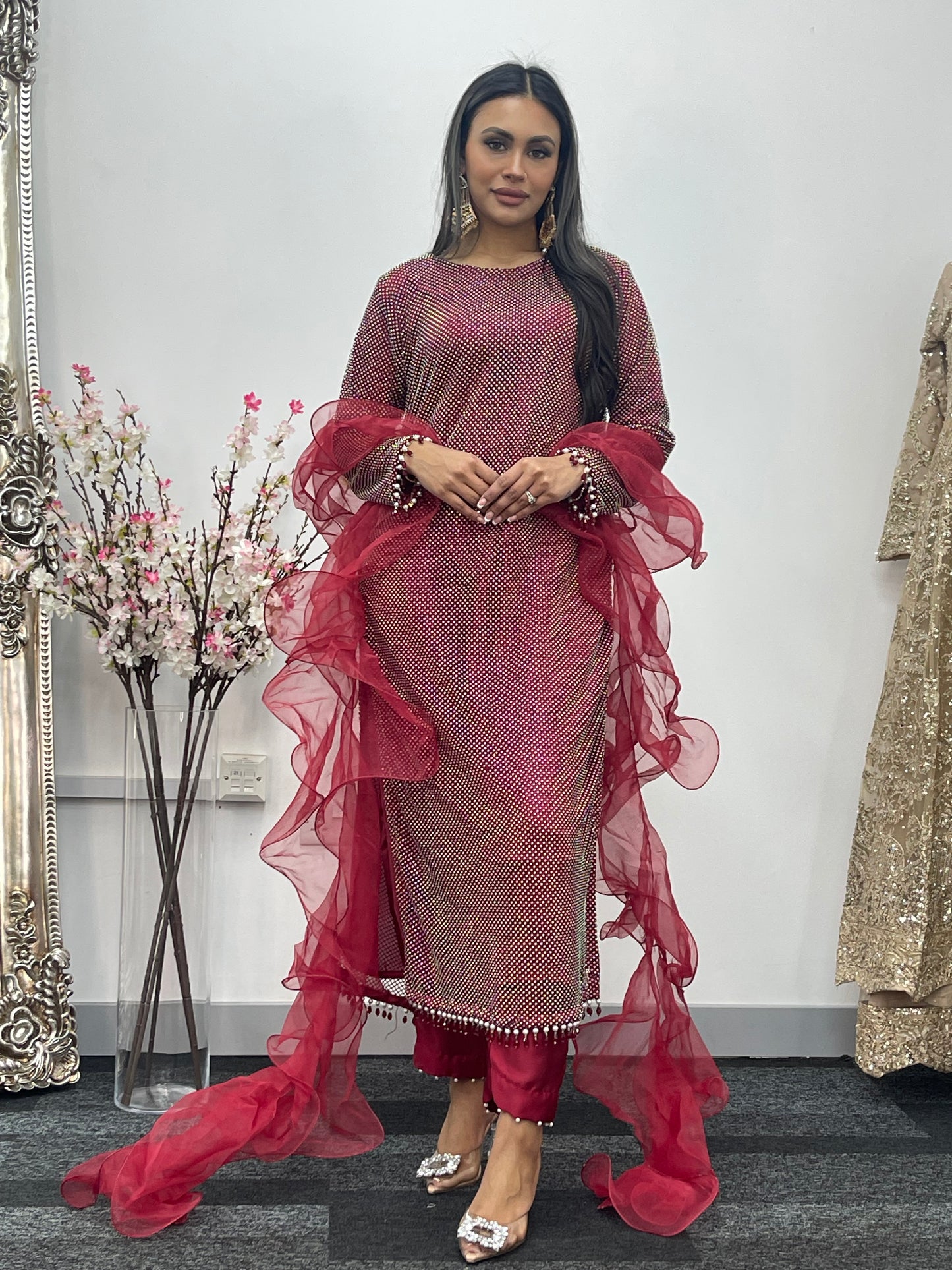 Fish Net  - Maroon - Red - F