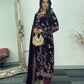 “Makhmal” Plum Velvet Cutdana - Party Wedding Outfit - AA