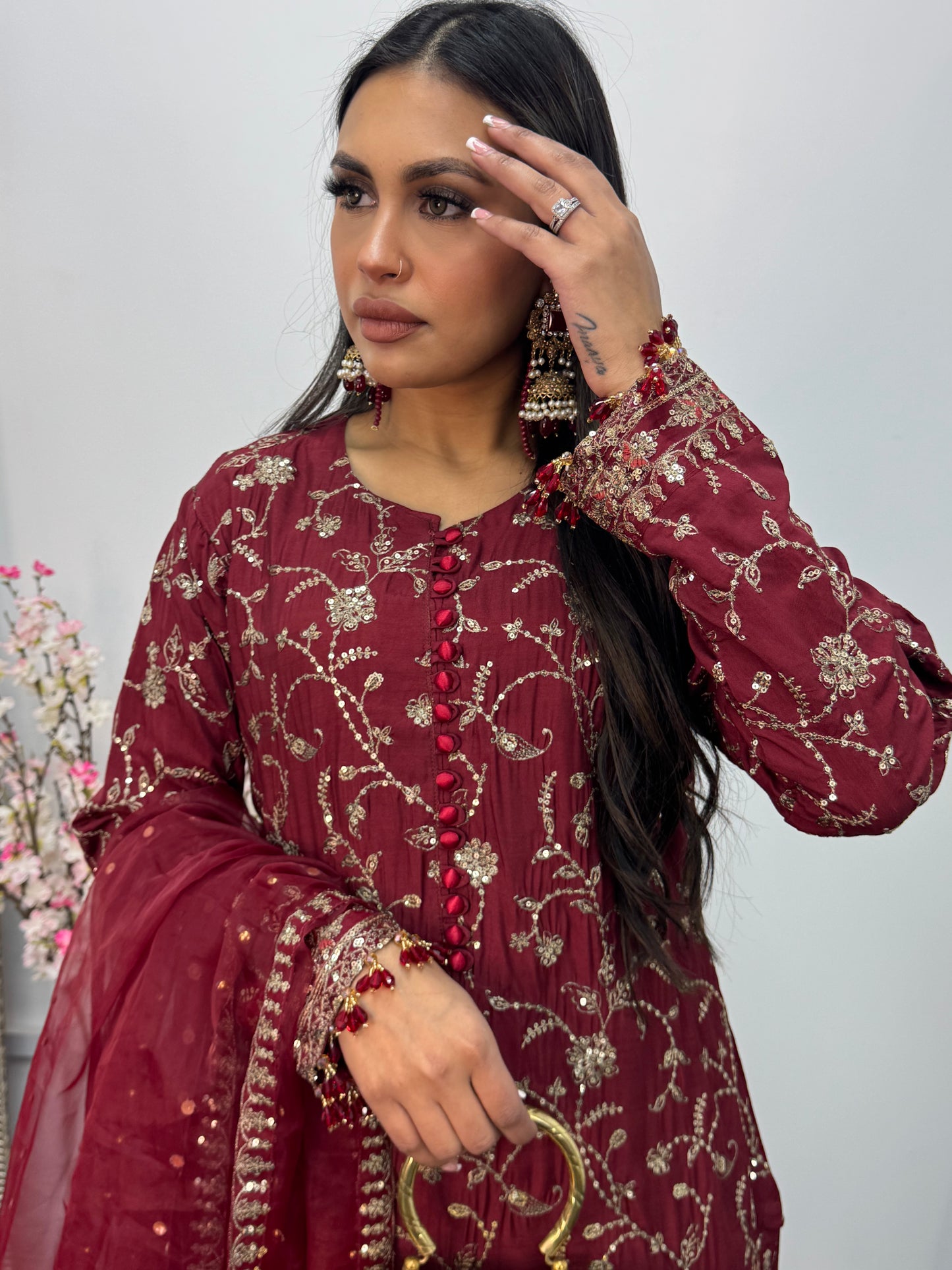 “Dulhan” Maria B Inspired - Maroon Garara - R