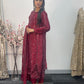 Tara - Korean Silk Cut Dana - Party Wear - CutWork - Maroon - taara