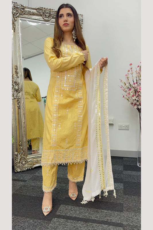 Chashni - Embriodered Lawn - yellow