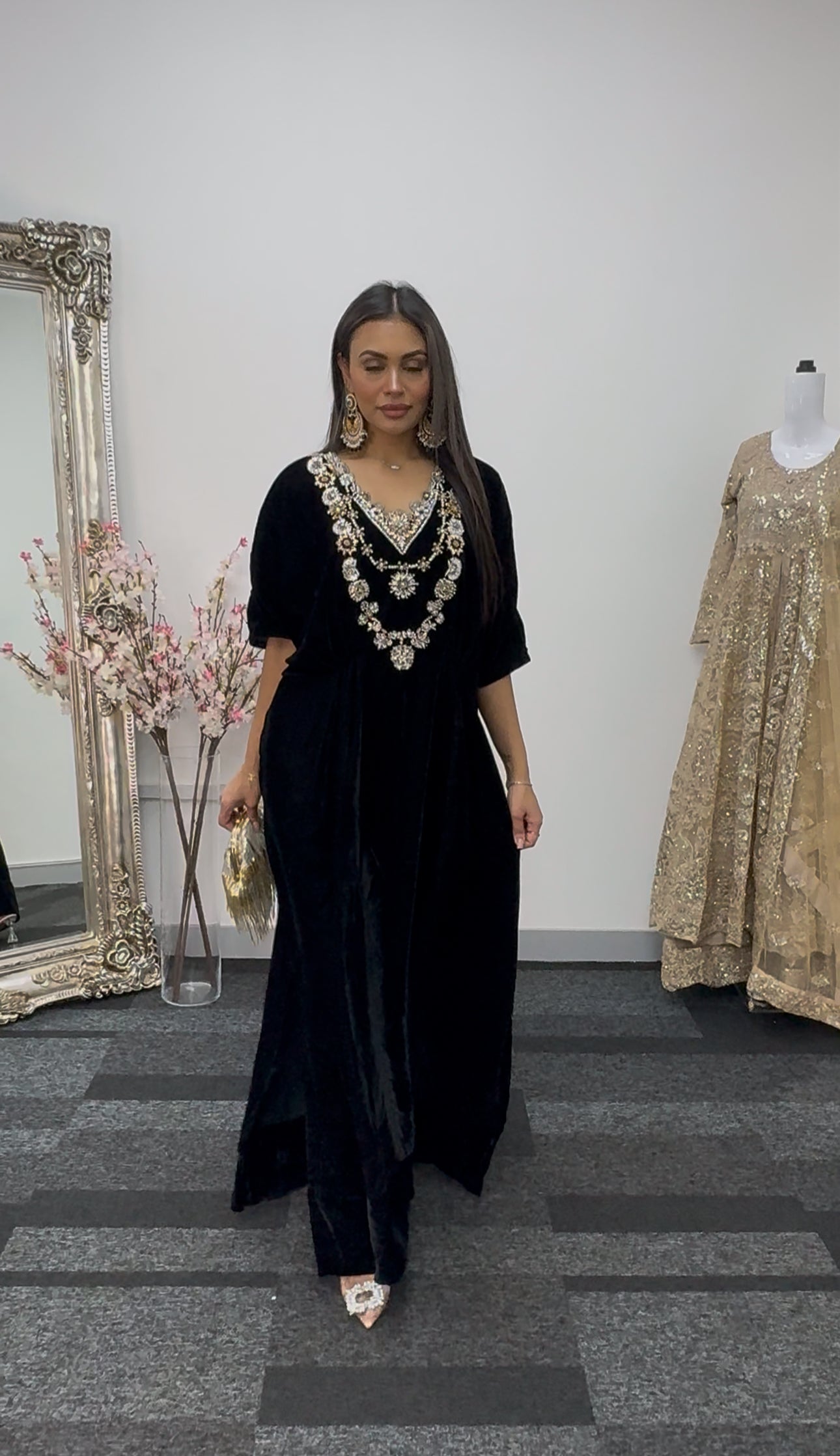 Raat 2 - Black Kaftaan -  Velvet Kaftan - AC