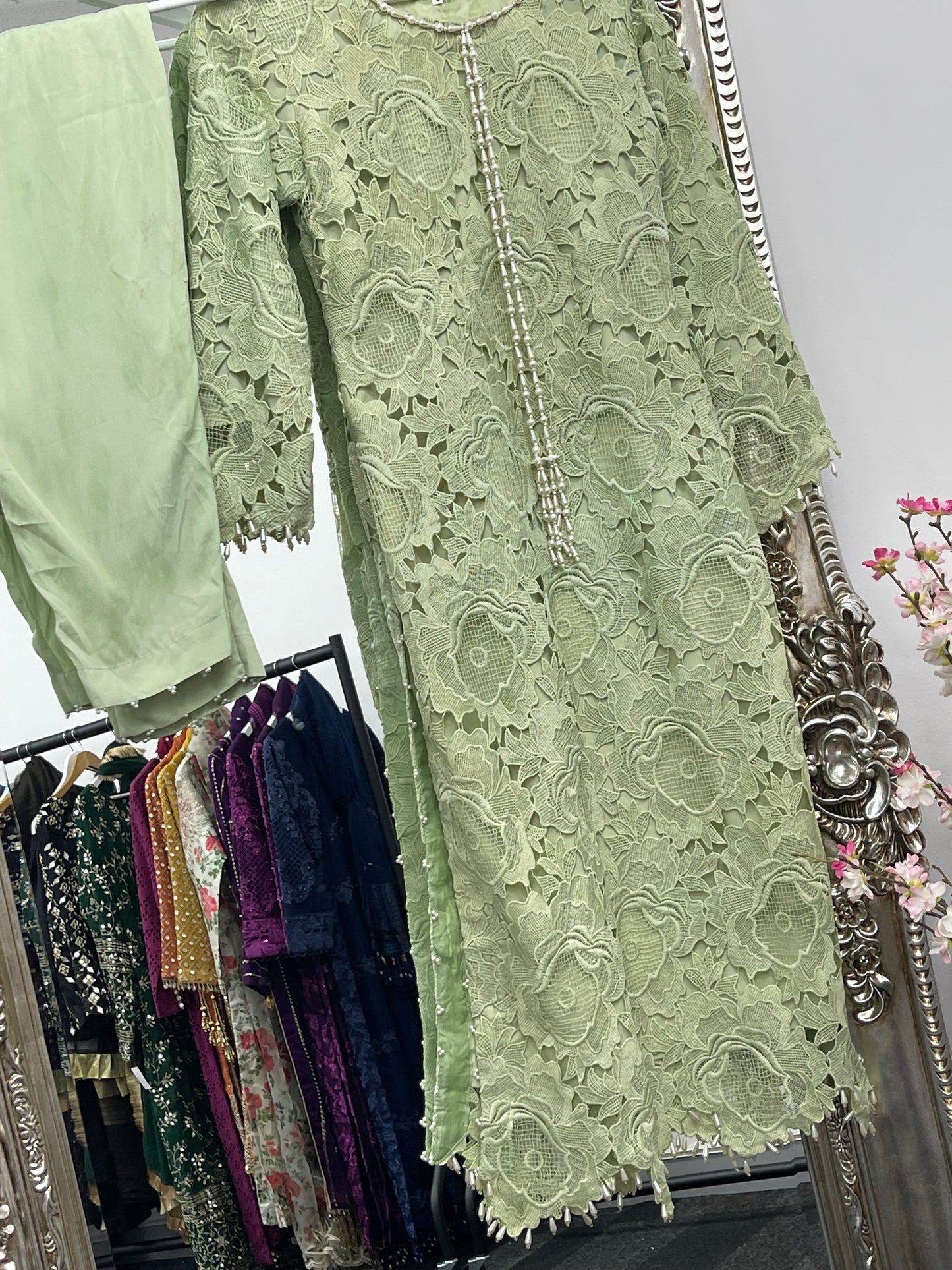 Lacy Crochet - diya - Green - dia