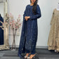 Tara - Korean Silk Cut Dana - Party Wear - CutWork - Navy Blue - taara