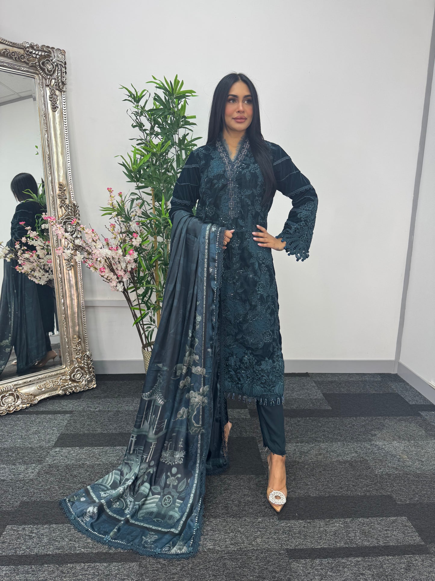 Maria B Luxury Velvet - Teal