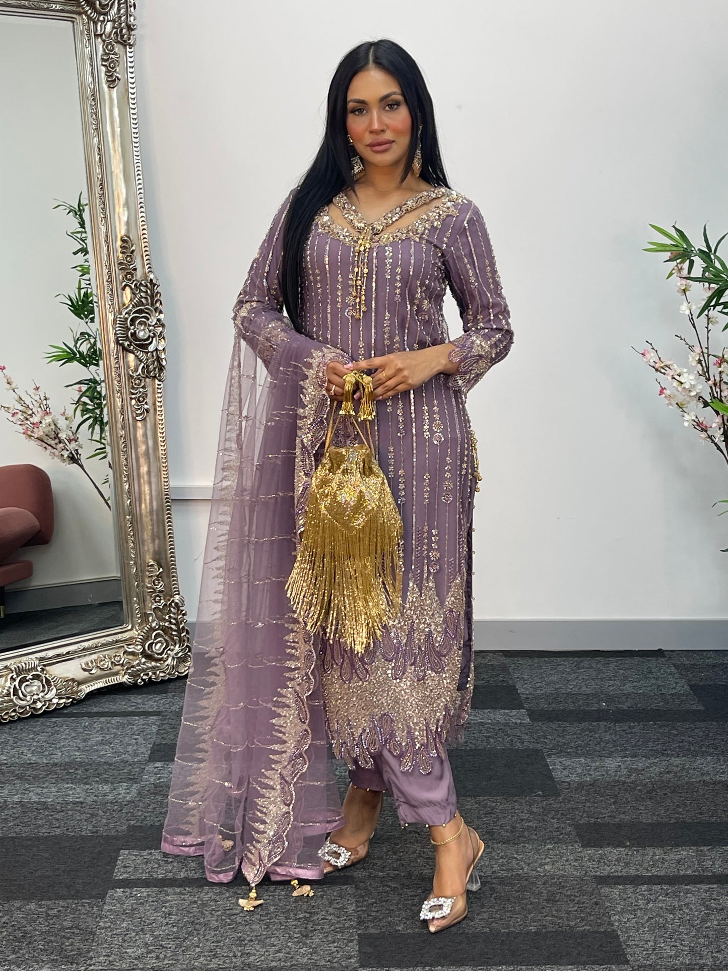 Payal - Cutdana Net - Lilac purple - G