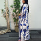 Swiss silk printed kaftan style dress - Blue Kaftaan - 3pc