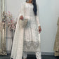 Tara - Korean Silk Cut Dana - Party Wear - CutWork - White - taara -