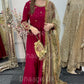 (Pre Order 3/4 Weeks) “GUL BANO” - Hand Painted Dupatta with Hand Work -Anarkali - Maroon Gold - Noor