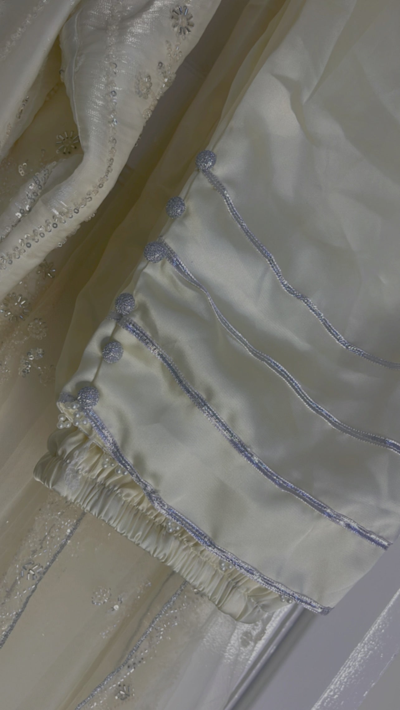 Ronaq- Korean Silk Cut Dana - Party Wear - White - Ivory -