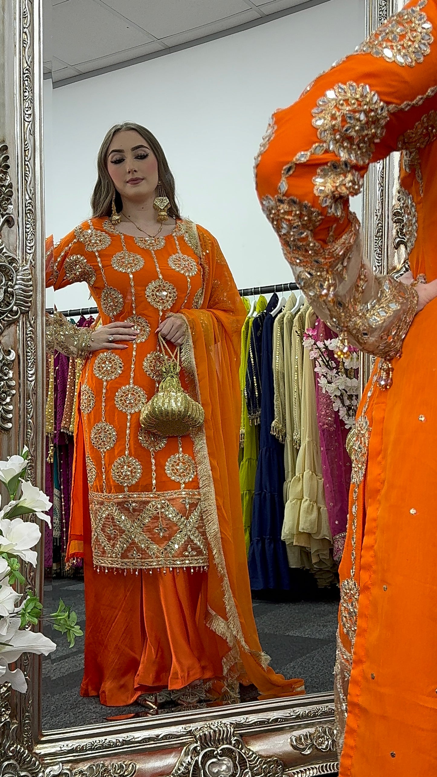 Kiran - Sheesha Sharara - Orange - Mehndi outfit - Party wear- AF