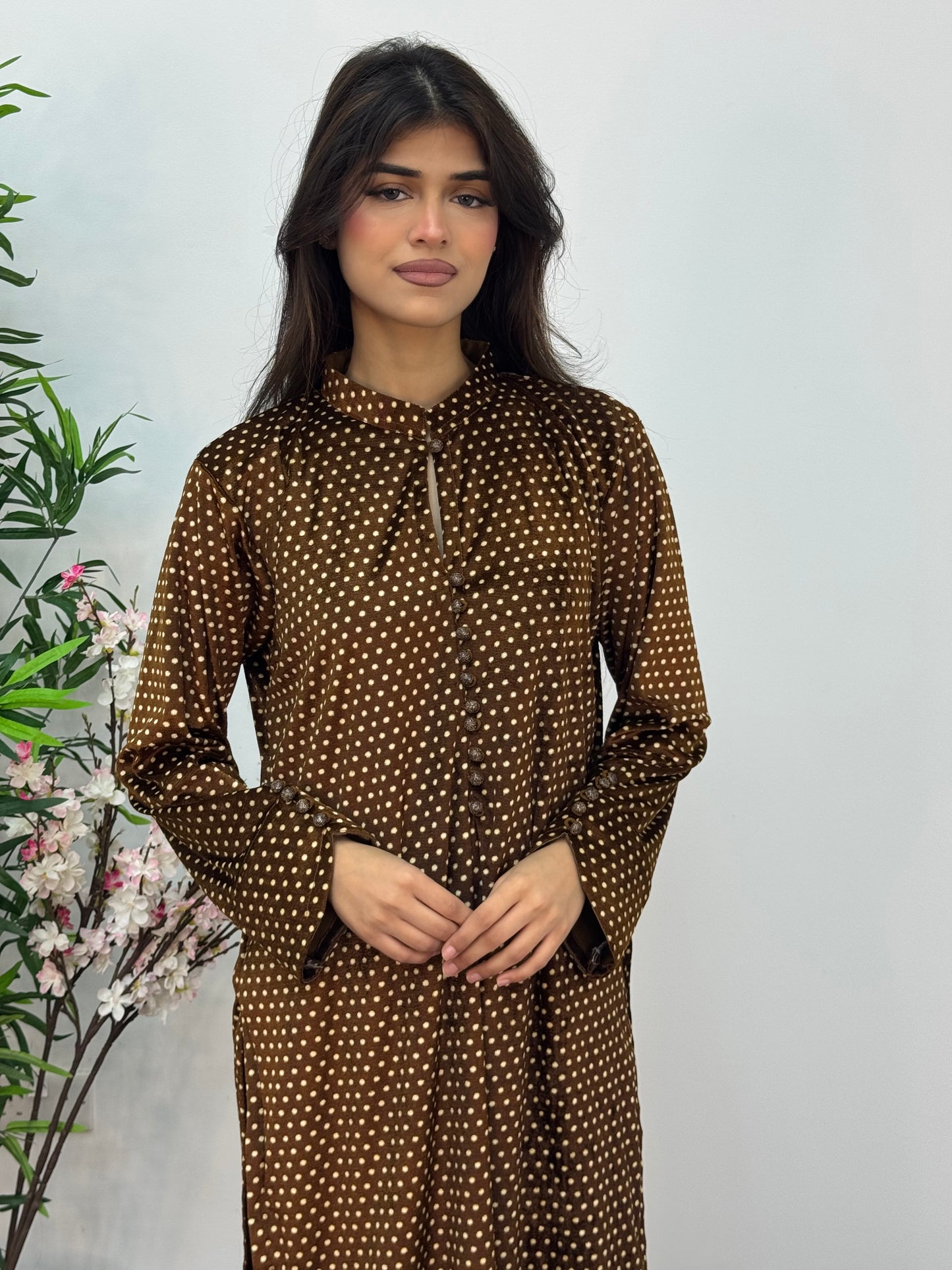 Polka Dots - Brown - Shaneel Velvet