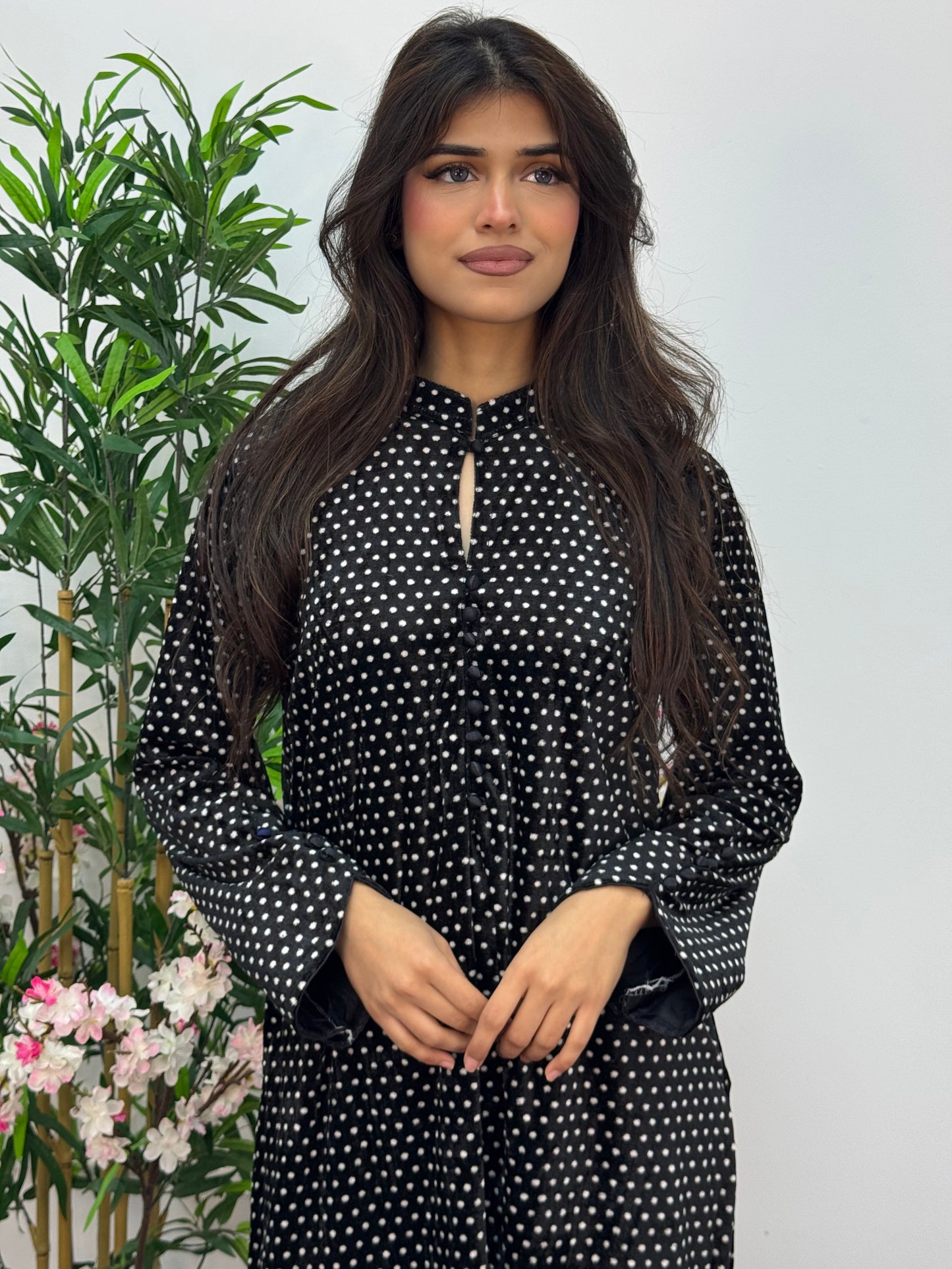 Polka Dots - Black - Shaneel Velvet