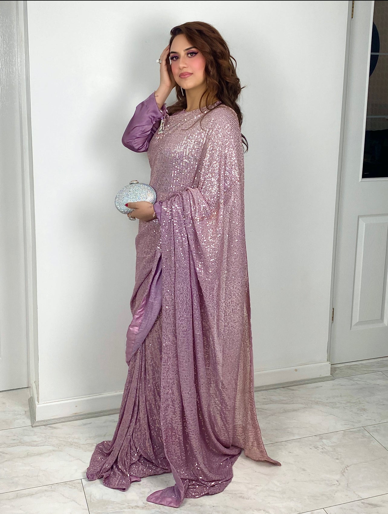 Tara Sitara - Ombre lilac pink sari - V