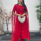 Red - Floor Length Sleeves - Chiffon Outfit - T