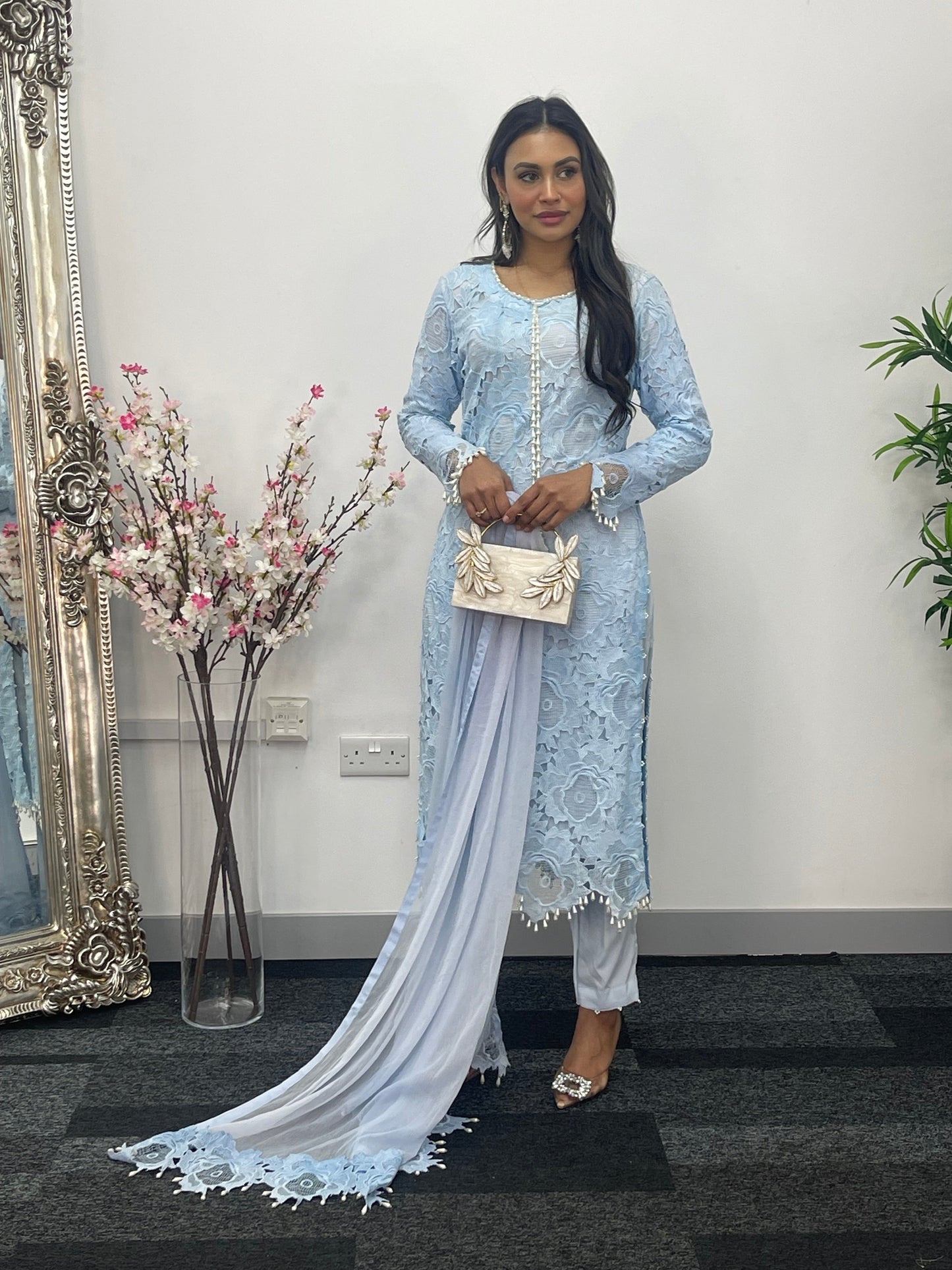 Lacy Crochet - diya - Blue - dia